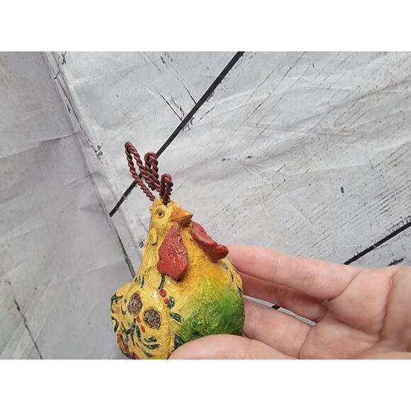 Rooster Primitive Folk art Decor 4.5" Rison and twisted wire Ornament Countrycor - Picture 7 of 8
